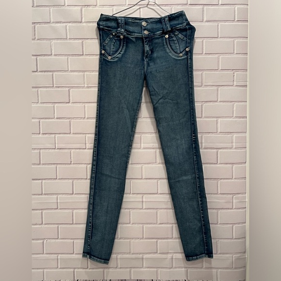 LOI women Colombian stretch skinny  blue jeans /size 14 - Picture 1 of 12